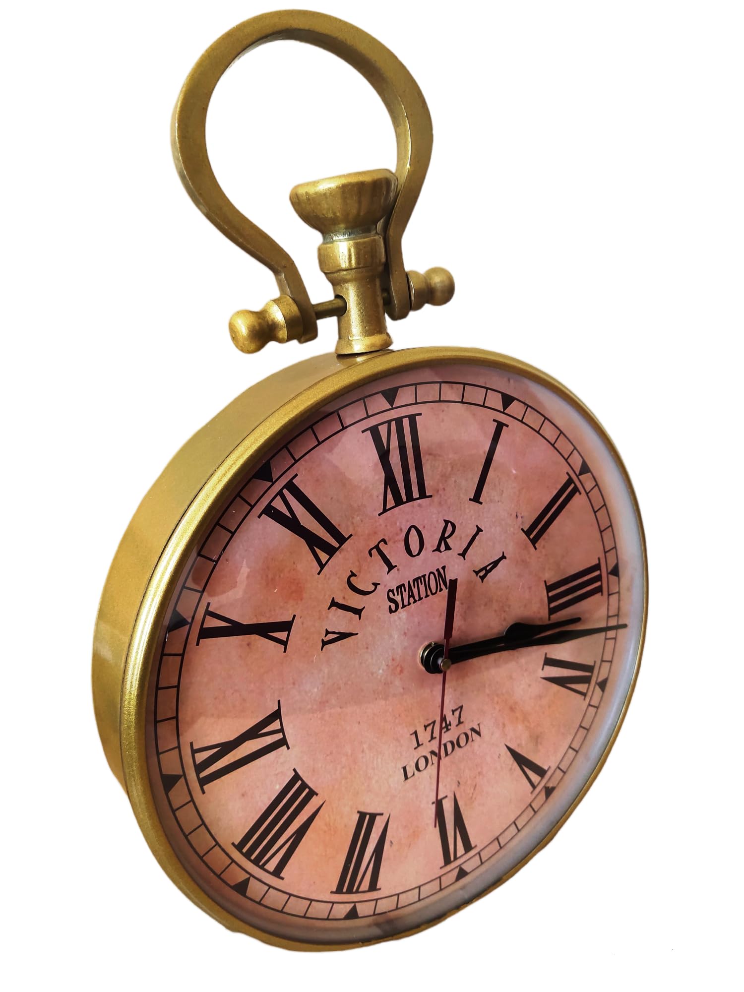 Horloge murale à suspendre de 25,4 cm en métal laiton antique pour salon et bureau
