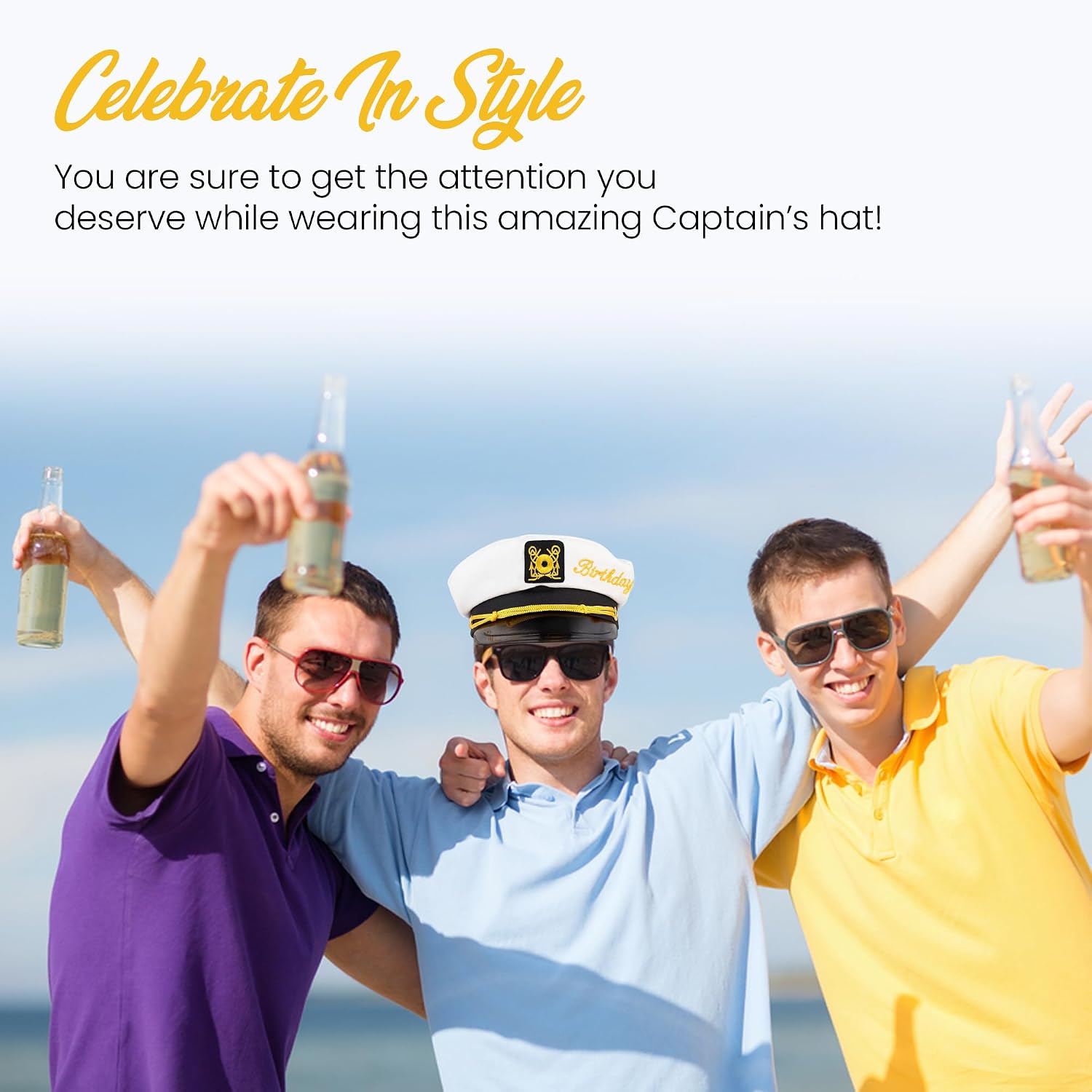 Brosash Birthday Captain's Hat - Funny Birthday Hat | Nautical Themed Party Accessory for Men