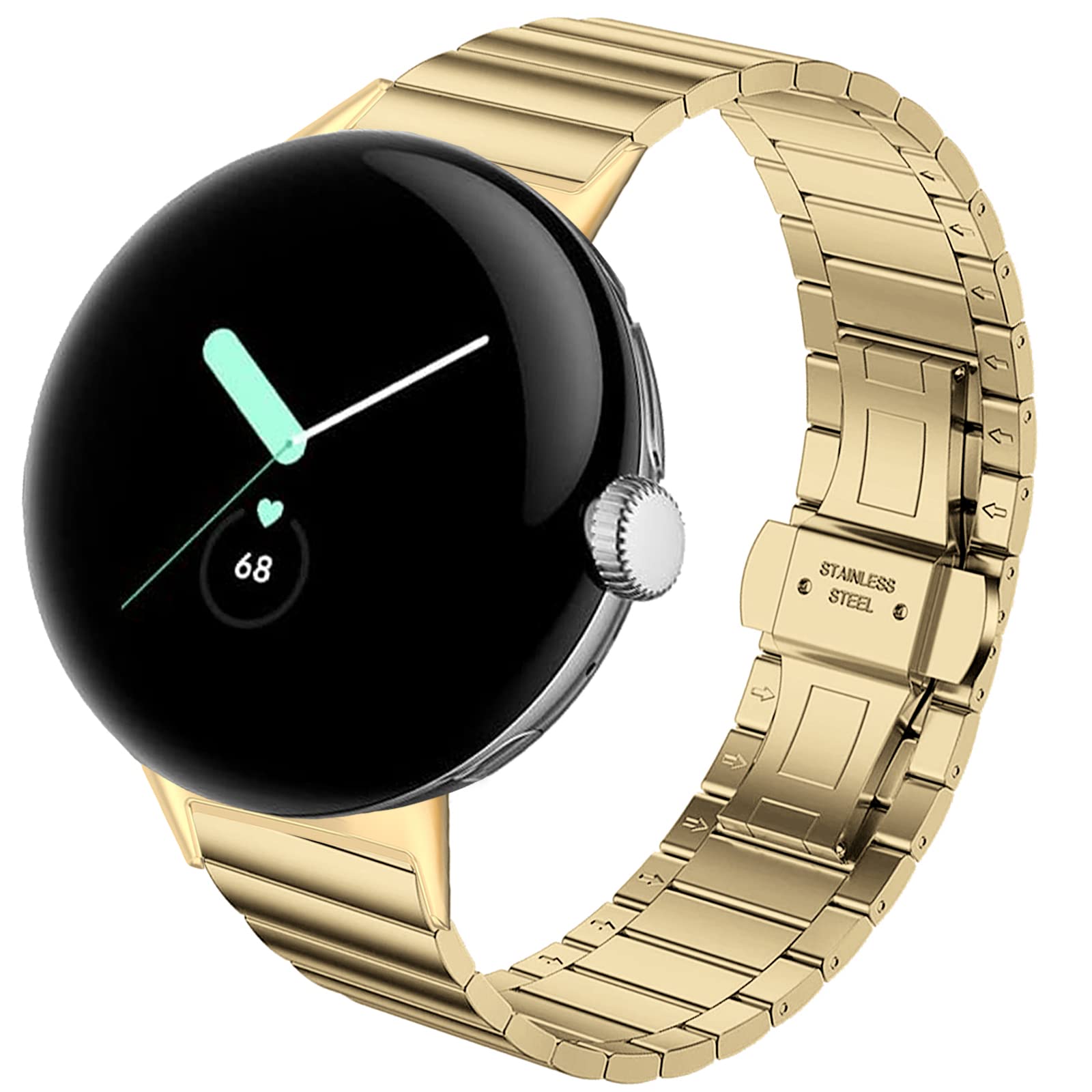 Pixel Watch LTE版 ゴールドステンレスケース、ヘーゼル 