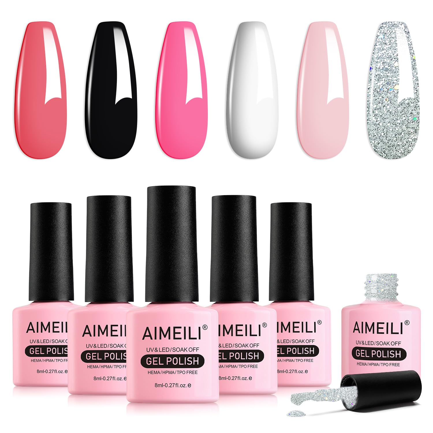 AIMEILIGel Nail Polish Set - 8 ml 6 Colours UV Nail Polish Set Soak Off UV LED Gel Polish Set Gel Nail Polish Kit 1