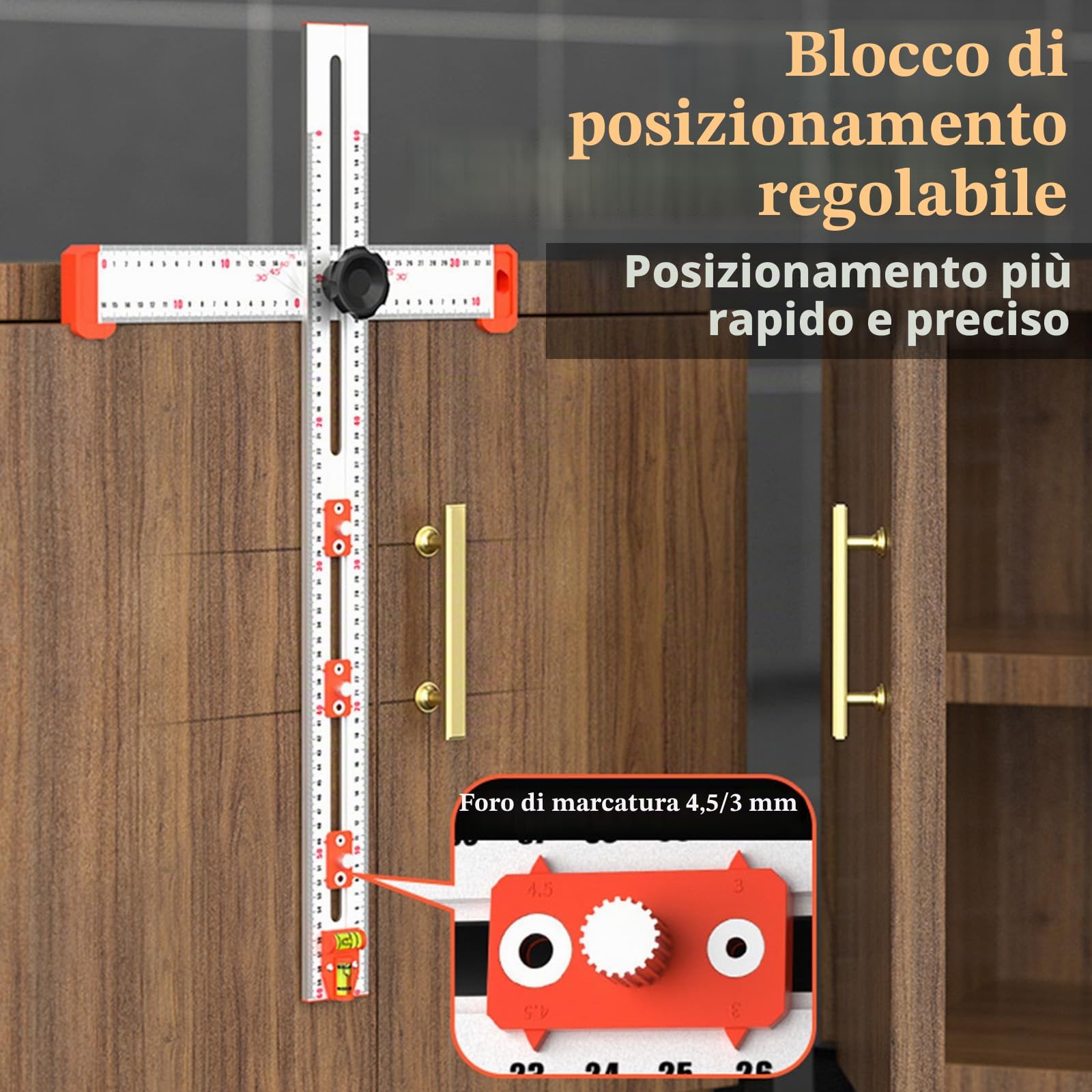 Righello Quadrato A T Di Posizionamento Del Trapano 4 In 1 - Angolo Di Alta Precisione Di 60 Cm Con Misurazione Scorrevole Regolabile