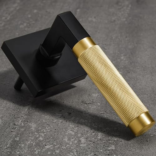 Miniatura 2 de Explore Hardware Ginebra - Cerradura de puerta de privacidad para cama y baño, color negro mate con oro satinado