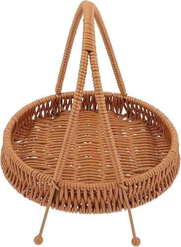 Kichvoe Cesta tejida de ratán de imitación, bandejas de mimbre para decoración, cesta de frutas tejida, cesta de almacenamiento de frutas, bandeja