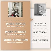 Vista 9 de UDEAR Perchero de 5 niveles para abrigos y zapatos, perchero de entrada con 8 ganchos, organizador de zapatos de doble fila para sala de estar