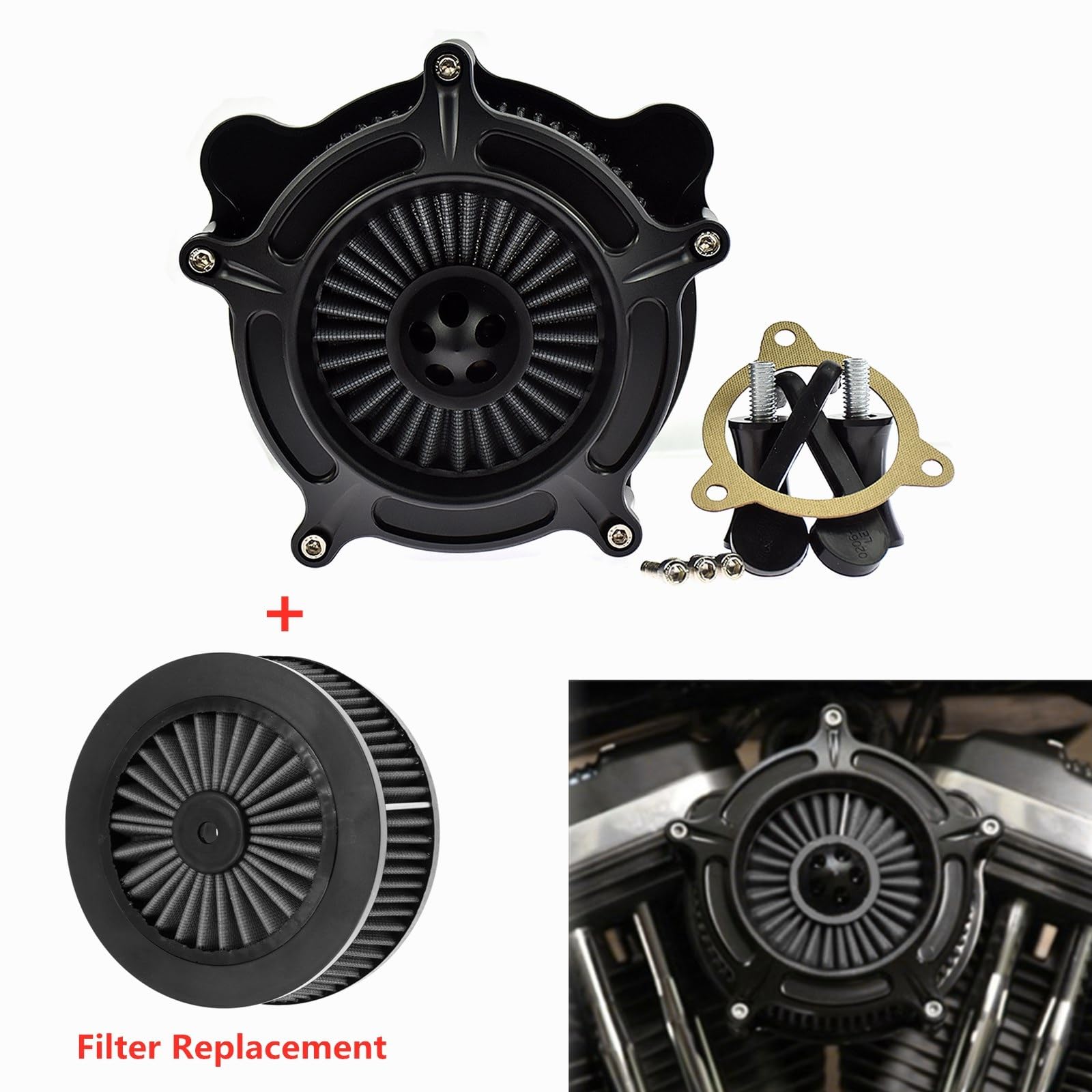 Motocykl CNC filtr powietrza turbina wymiana elementu filtra wlotowego, dla Harley, Softail FL 2016-2017 Touring Road Glide