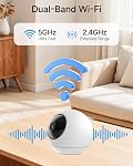 Noorio T110 Indoor Security Camera as Baby Monitor and Pet cam with Phone App 2 Way Audio, 360 Pan Tilt 2.4/5GHz WiFi Wired, Local Storage, Work with Alexa