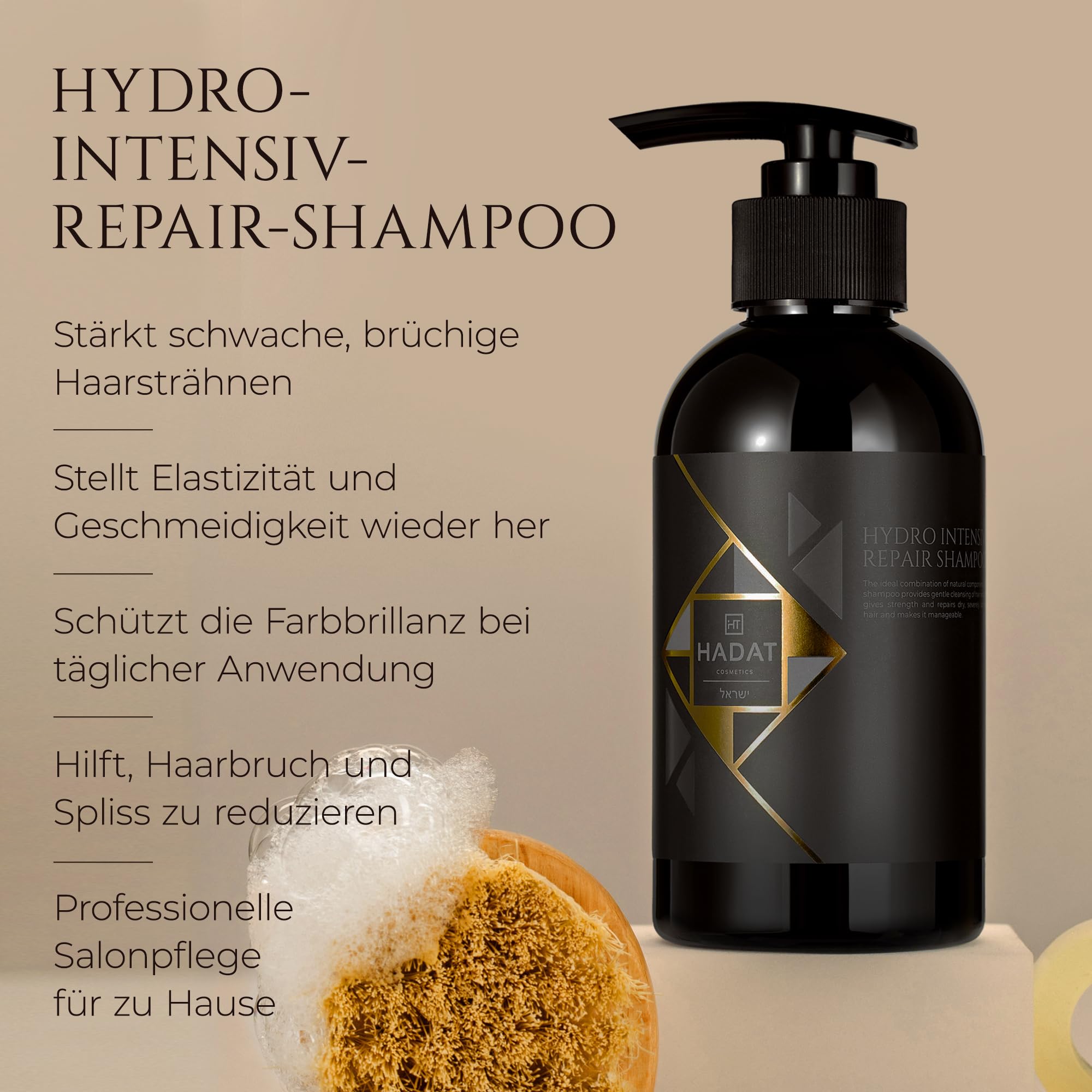 Hadat Intensive Repair Shampoo – Premium Pflege für Geschädigtes & Coloriertes Haar – Mit Moringa-Öl, Ceramiden & Hyaluronsäure – Niedriger Sulfatgehalt – Salonqualität (800 ml)