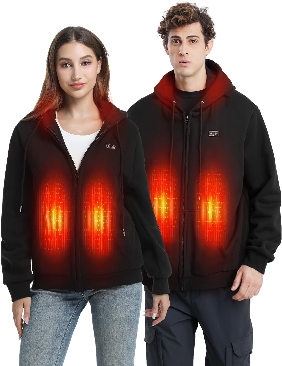 Heated Hoodie for Women Men, Zip Up Heated Sweatshirt with 12000mAh Battery, 6 Heating Zones