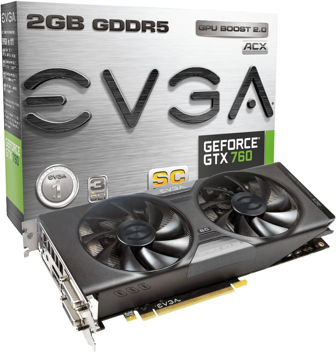 EVGA GeForce GTX760 Dual Superclocked ACX Cooler 2GB 256-Bit GDDR5 Double BIOS Dual-Link DVI-I/DVI-D HDMI SLI Graphics Cards 02G-P4-3765-KR