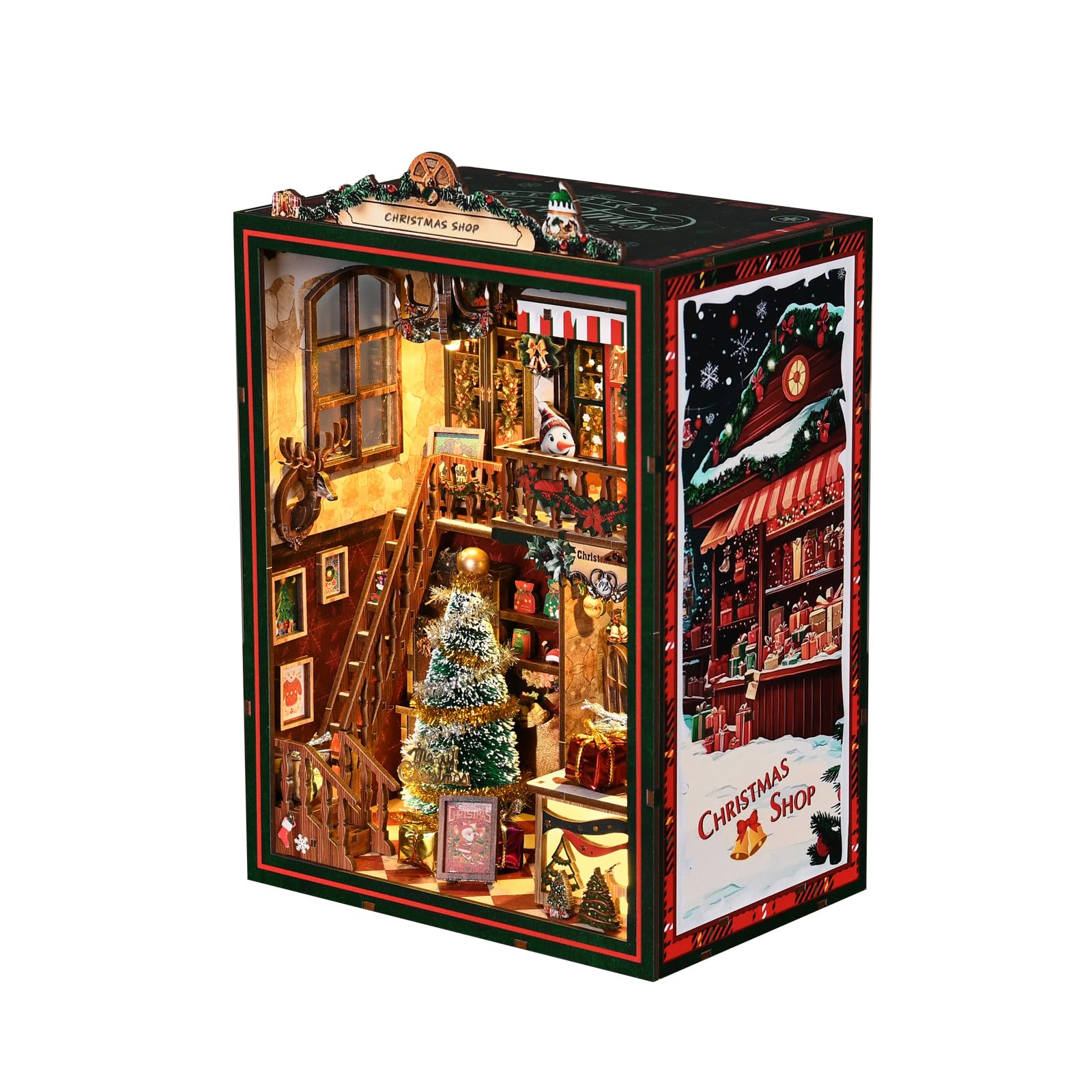 BATTREVO DIY Christmas Shop, Music Box Building Toy Set including LED Light