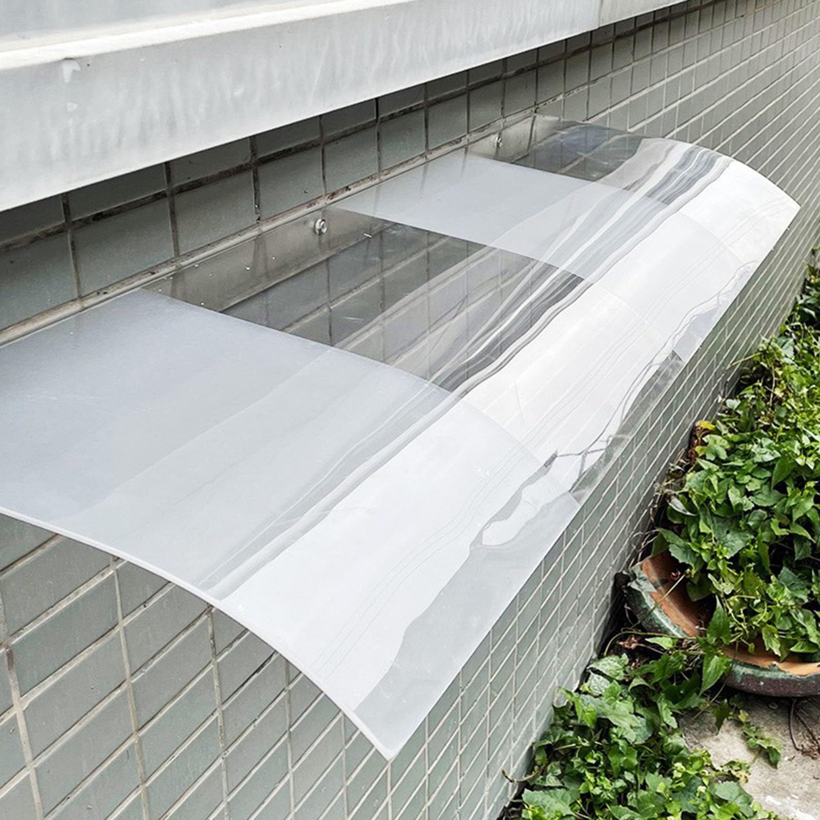 Auvent de porte en polycarbonate transparent 40x500 cm élégant pour l'entrée de maison
