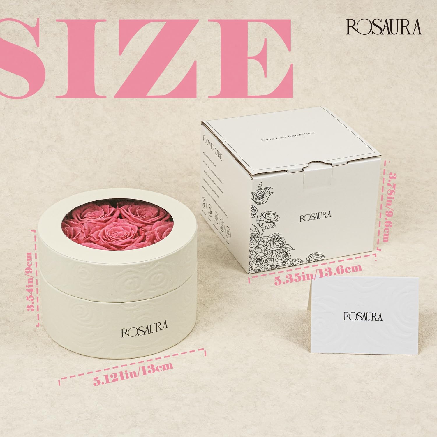 Rosaura Round Preserved Roses Gift Box - Real Forever Flowers for Christmas, Birthday, Valentine's & Mother's Day (Pink, 7 Roses) - Image 2