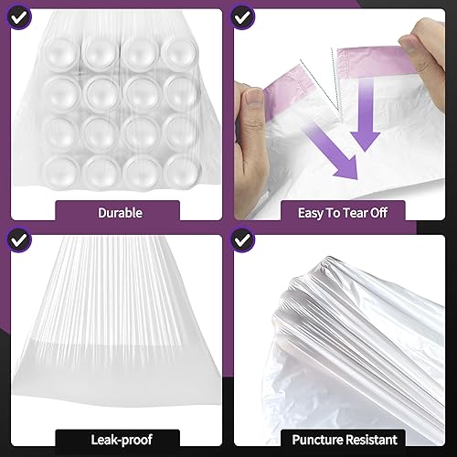 Miniatura 3 de Bolsas de basura pequeñas de 4 galones  90 bolsas de basura pequeñas con cordón, mini forros de basura blancos para baño, dormitorio, oficina, débil