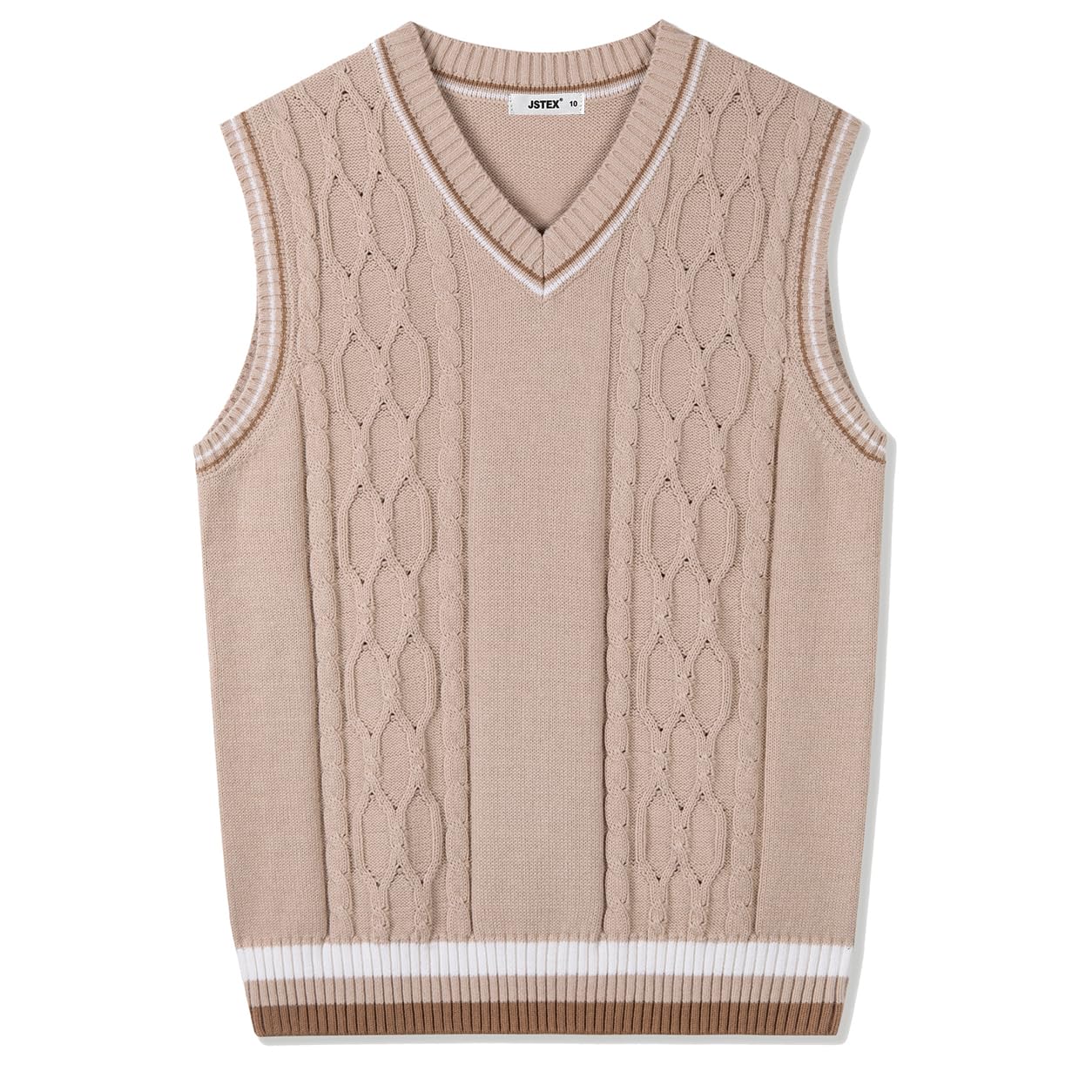 JSTEX Boys Sweater Vest 100% Cotton Kids Uniform Vest V-Neck Sleeveless Knit Pullover for Boy Girls Toddler Size 4-14
