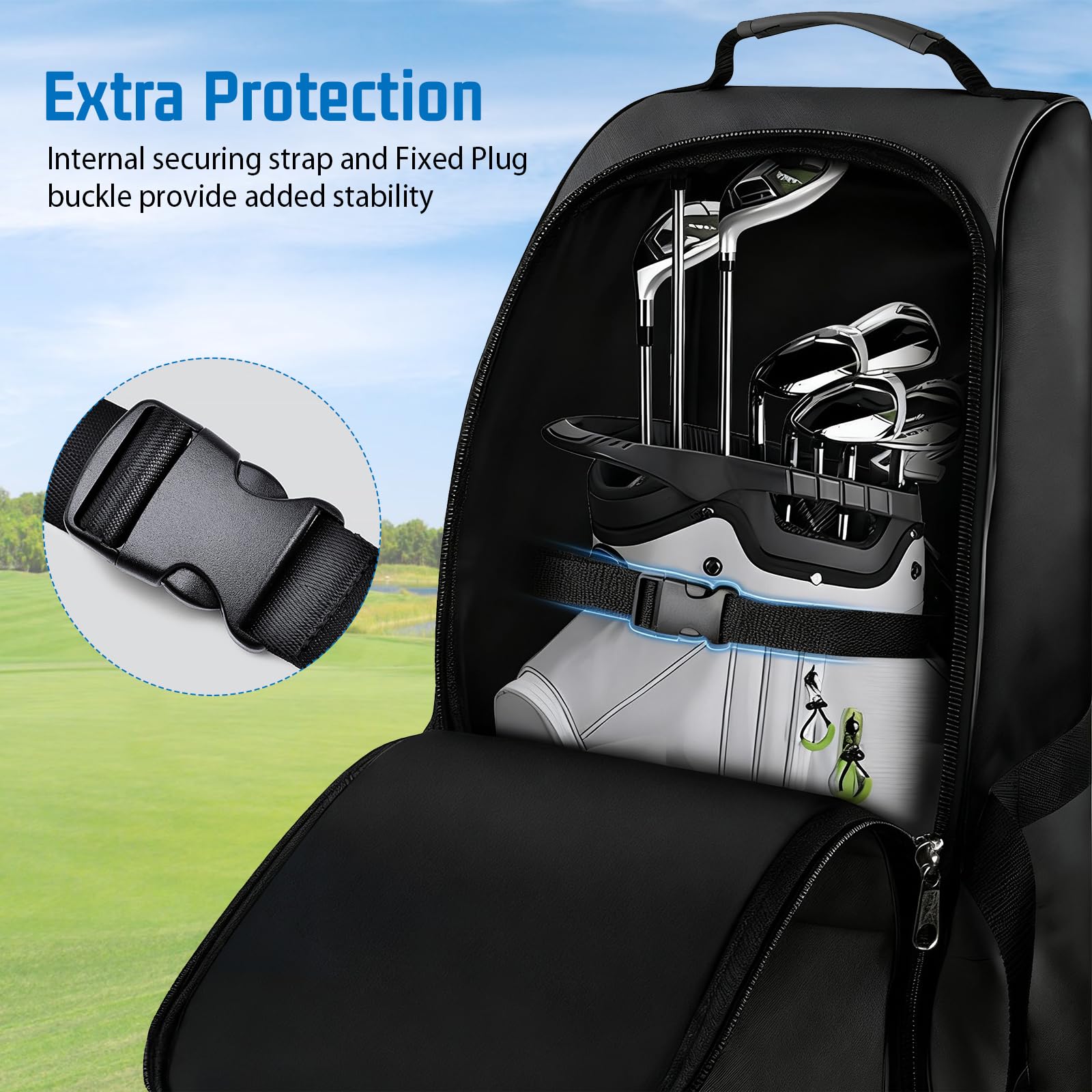 Fundas de Viaje para Golf con Ruedas, Estuche de Vuelo, Tela Oxford 900D Impermeable