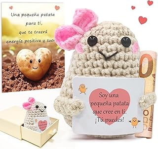Regalos Originales Divertidos para Mujer, Patata en Español, Peluche Personalizado con Lazo, Decoración Hogar Positiva, Regalo San Valentín, Cumpleaños Mejor Amiga Novia Pareja Hermanas Profesora