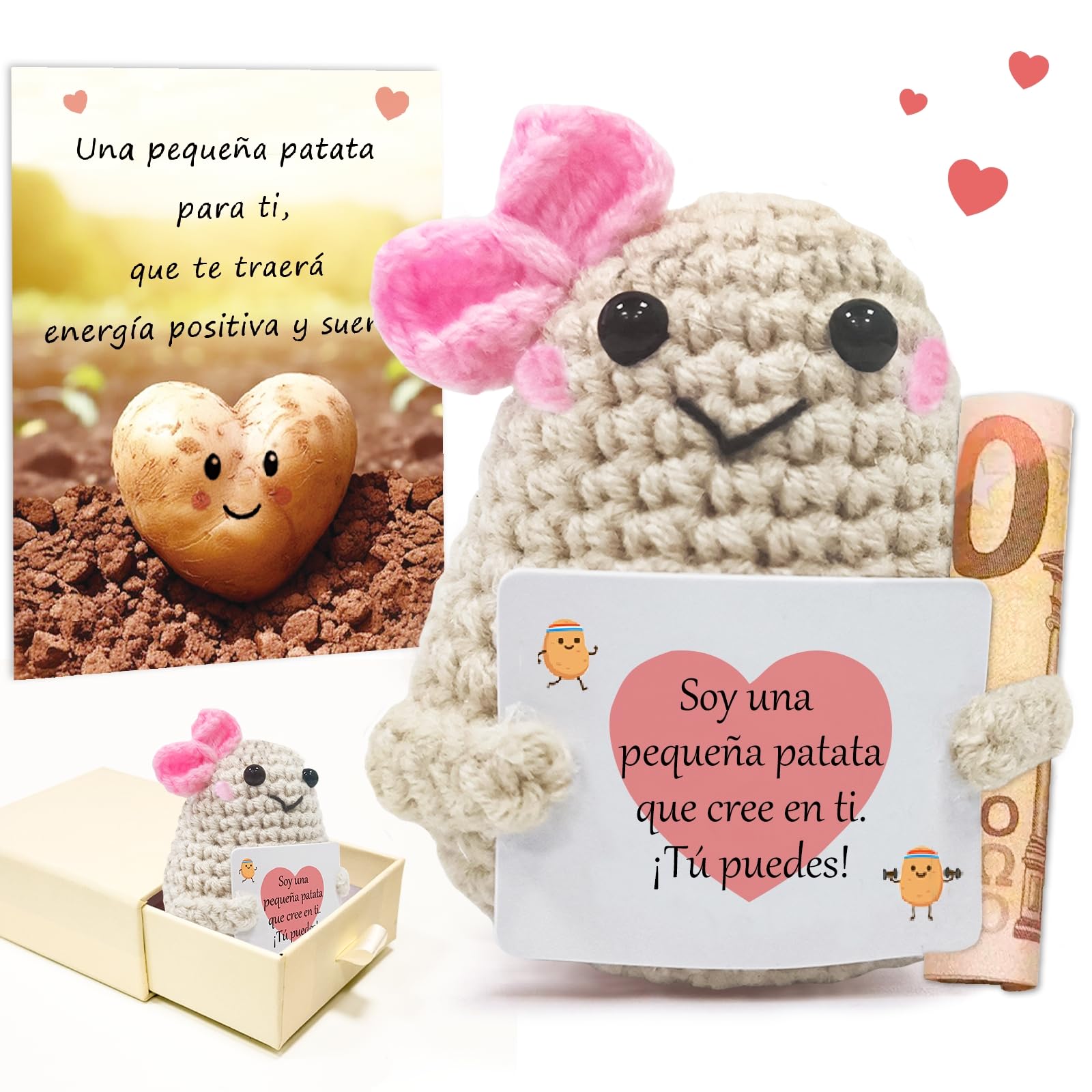 Regalos Originales Divertido para Mujer, Patata en Español, Personalizados Peluche Decoracion Hogar, Positiva Ideas Regalo para Cumpleaños Mejor Amiga Novia Parejas Hermanas Trabajo Profesora Niña