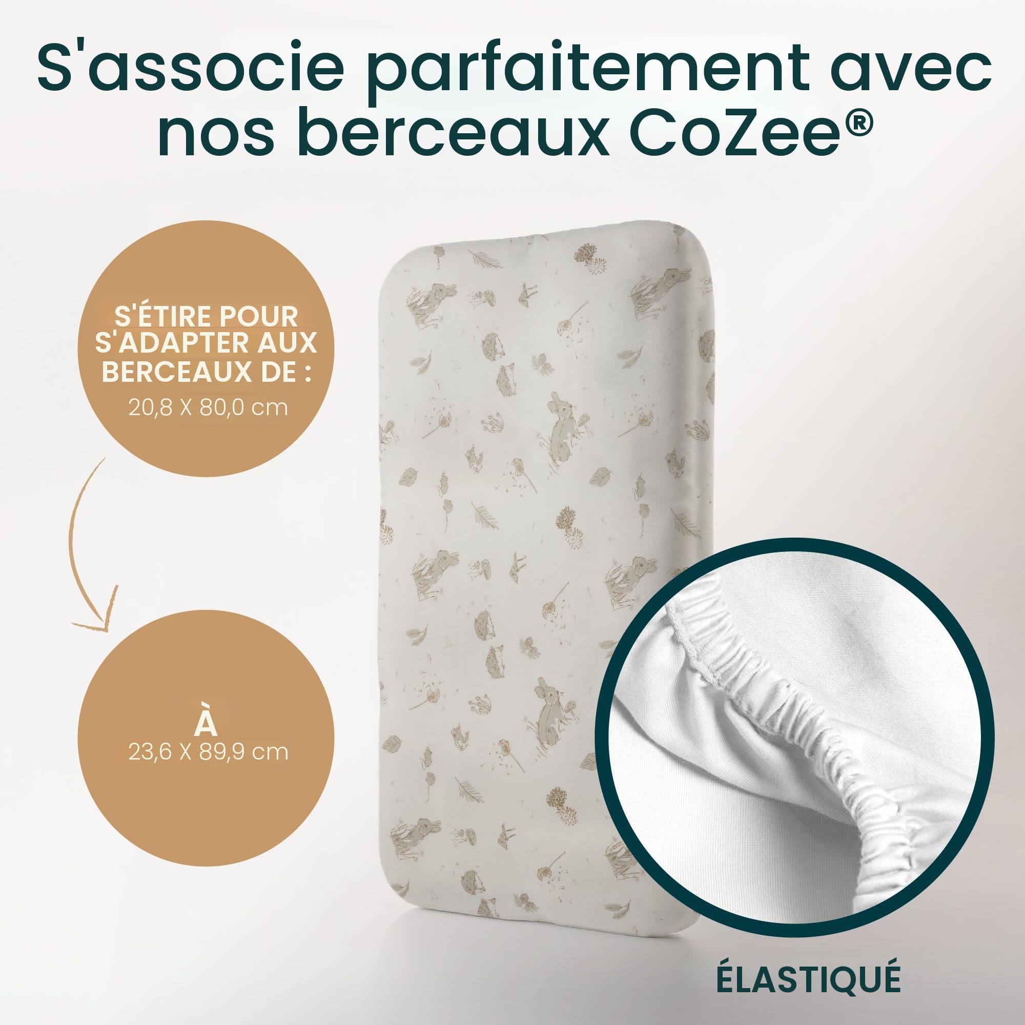 Tutti Bambini Drap Housse Berceau (Lot de 2) - Jersey de Bambou Doux & Respirant - Draps Cododo avec Élastique Double - Convient aux Matelas de 53 x 80 cm à 60 x 90 cm (Cocoon)