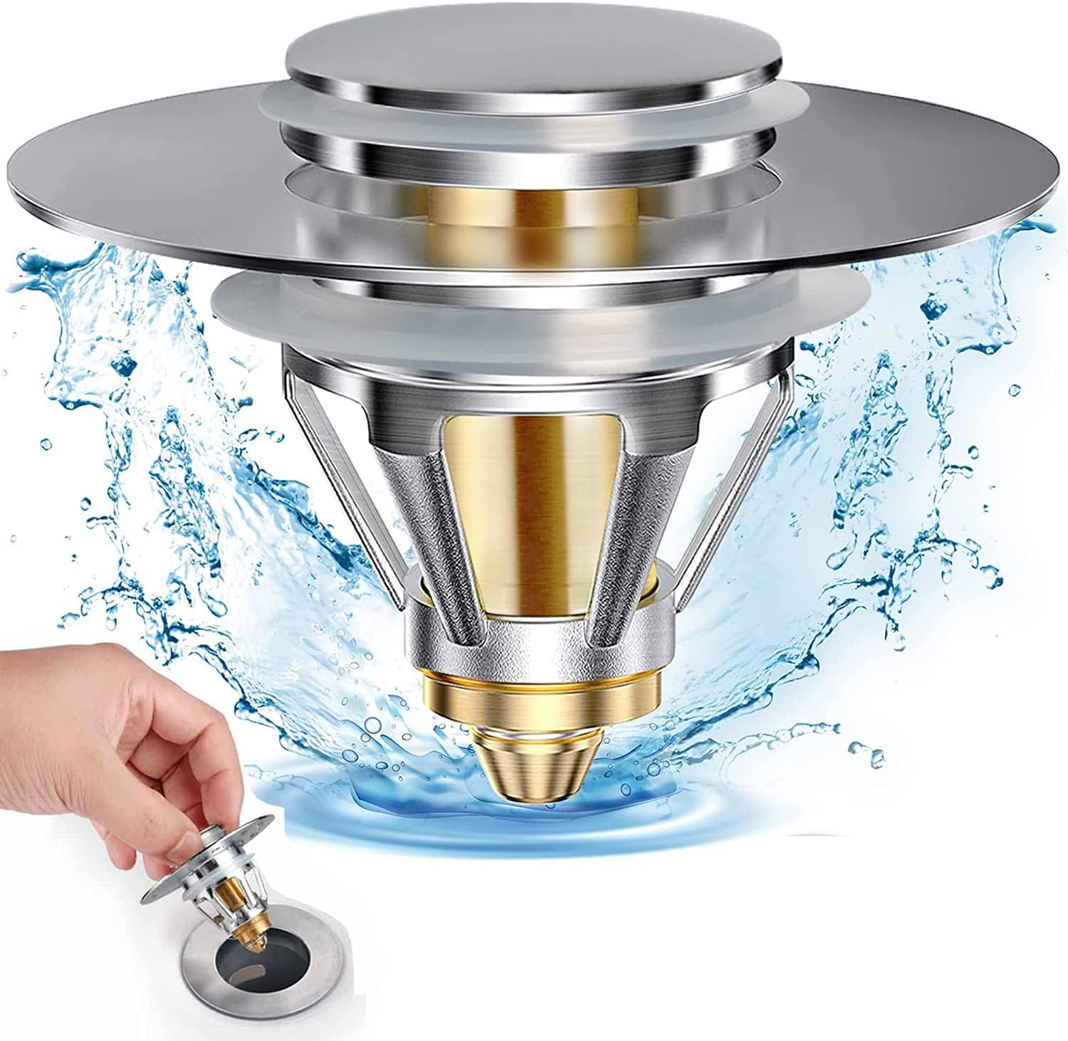 Universal Bathroom Sink Stopper, Basin Pop Up Filter for 1.06"1.96