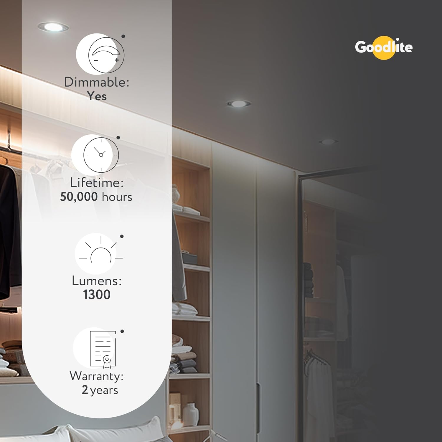 Goodlite 4" Bronze LED HO Round Retrofit Downlight, 14W, 1300 Lumens, 5CCT 27K-30K-35K-41K-50K, CRI 90, Dimmable, E26 Base, UL & Wet Rated, 120V, Recessed Can Light Replacement (G-48331 & G-97721)