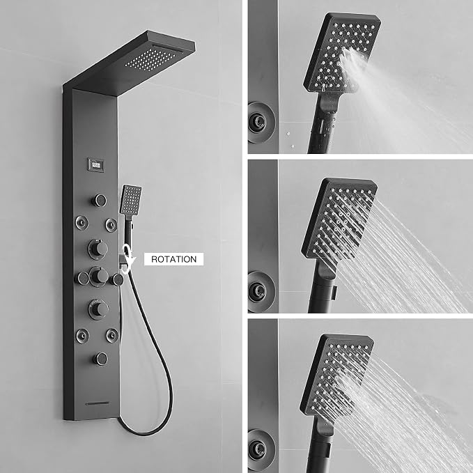 Panel de ducha BWE negro mate con chorro de lluvia miniatura 6