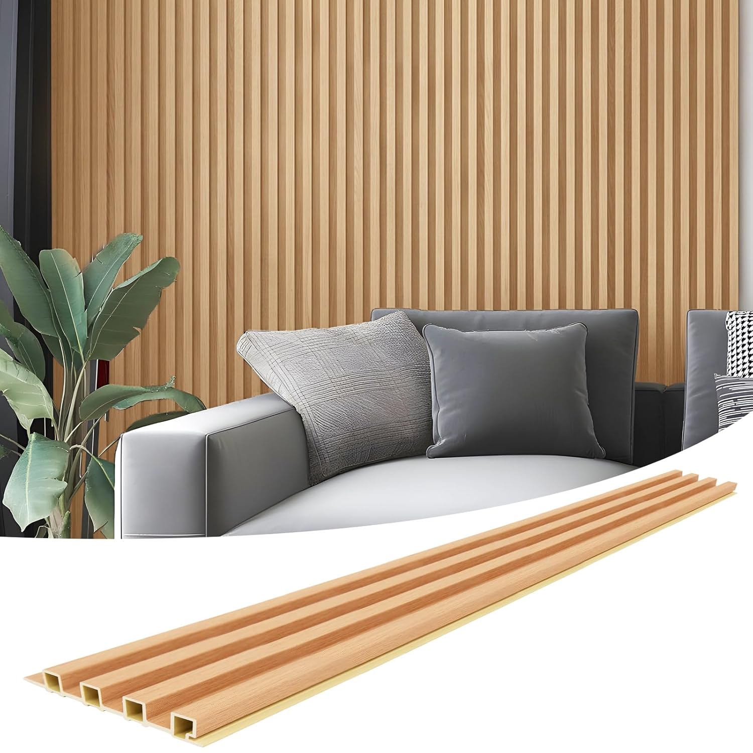 Art3d Slat Wall Panel for Modern Decor, WPC Acoustic Diffuser Panel, 8-Pack 96 x 6in. Oak 96*6 Oak 8