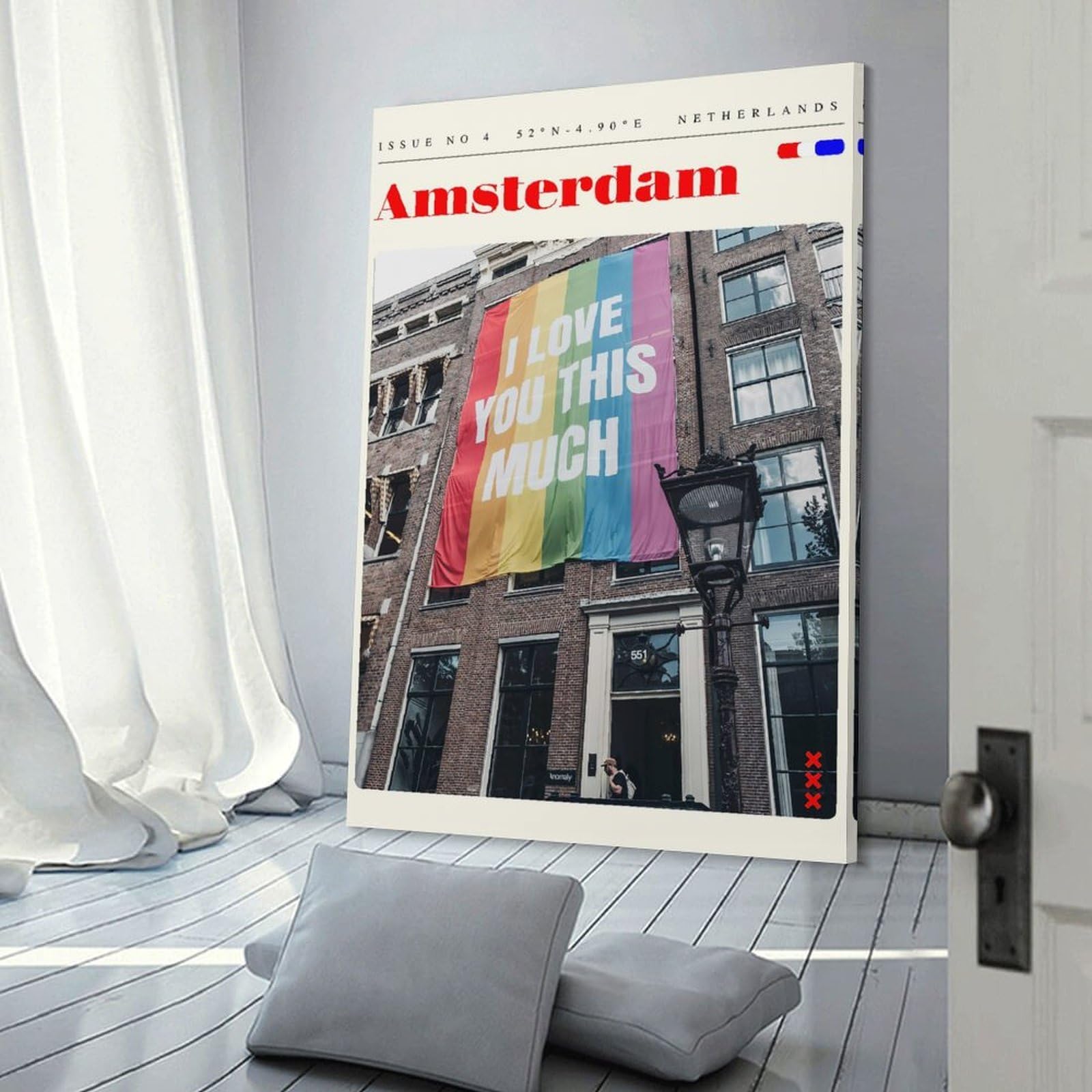Junmoney Amsterdam Travel Art Decorative Wall Artwork 20x30inch(50x75cm), for Home Lounge, Bedroom Or Reading Nook, Easy Decor for Gallery Walls