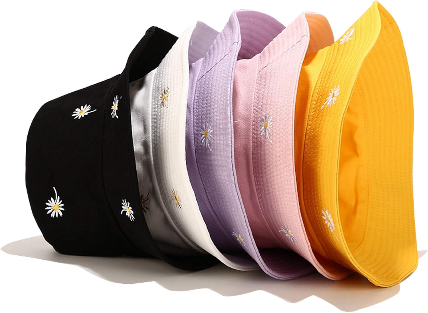 Umeepar Reversible Embroidered Daisy Bucket Hat Packable Beach Sun Hat for Women Men - Image 2