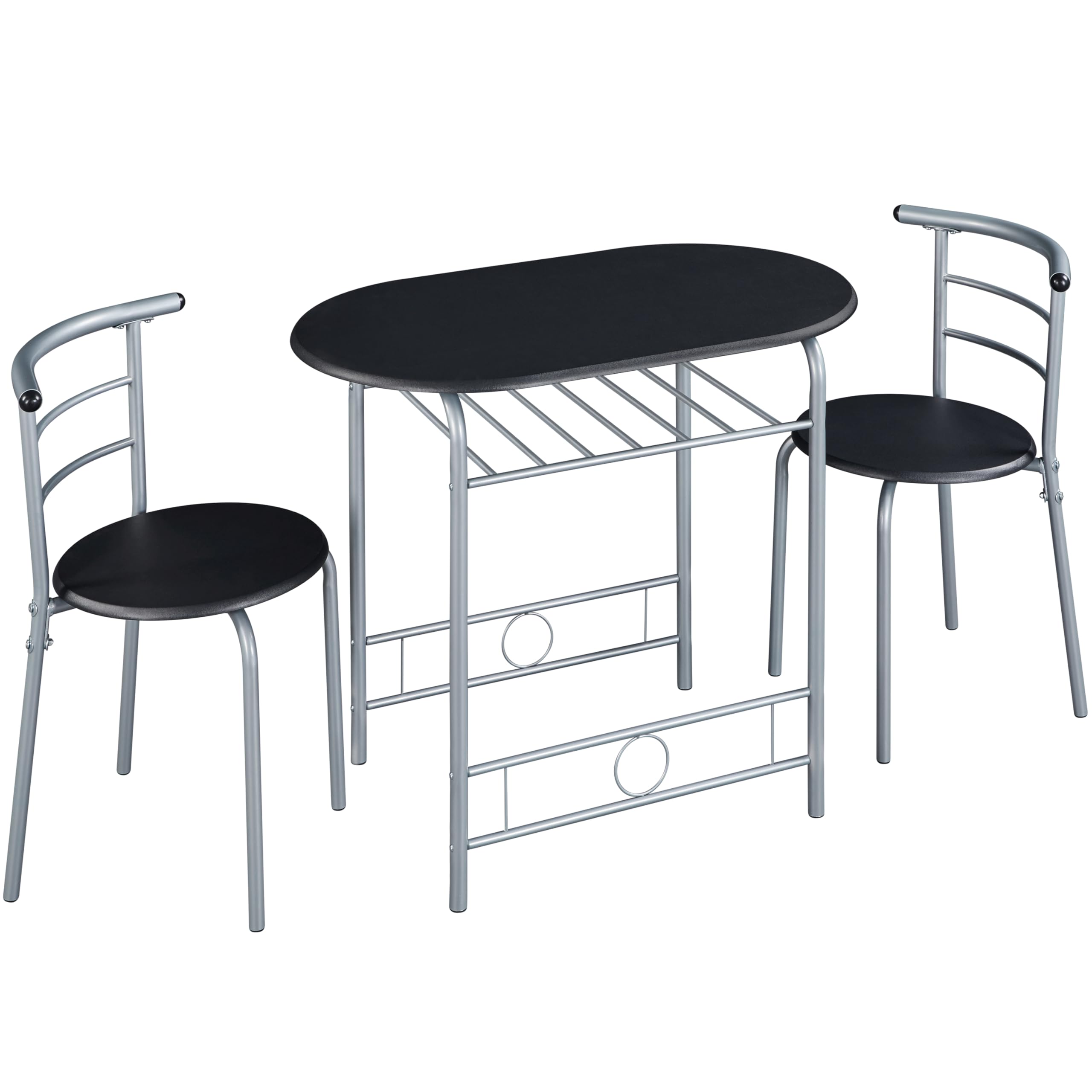 Set Tavolo da Bar con 2 Sgabelli Alti, Barra da Bar e Sedie da Cucina Salvaspazio