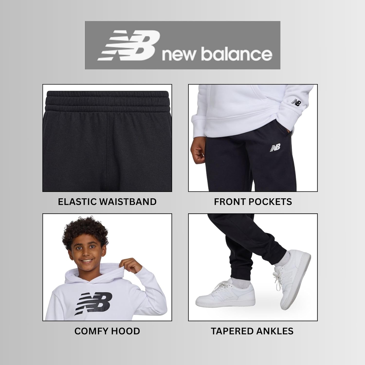 New Balance Boys & Toddlers Athletic 2 Piece – Soft Cotton Blended Fleece Hoodie & Joggers Active Sweatsuit Set (2T-12) - Image 5