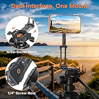 Vista 3 de OMOTON TP06 [Cordón equipado] para gancho de trípode MagSafe con parte trasera magnética y base Arca-Suiza, rotación de 360° con tornillo de 1/4