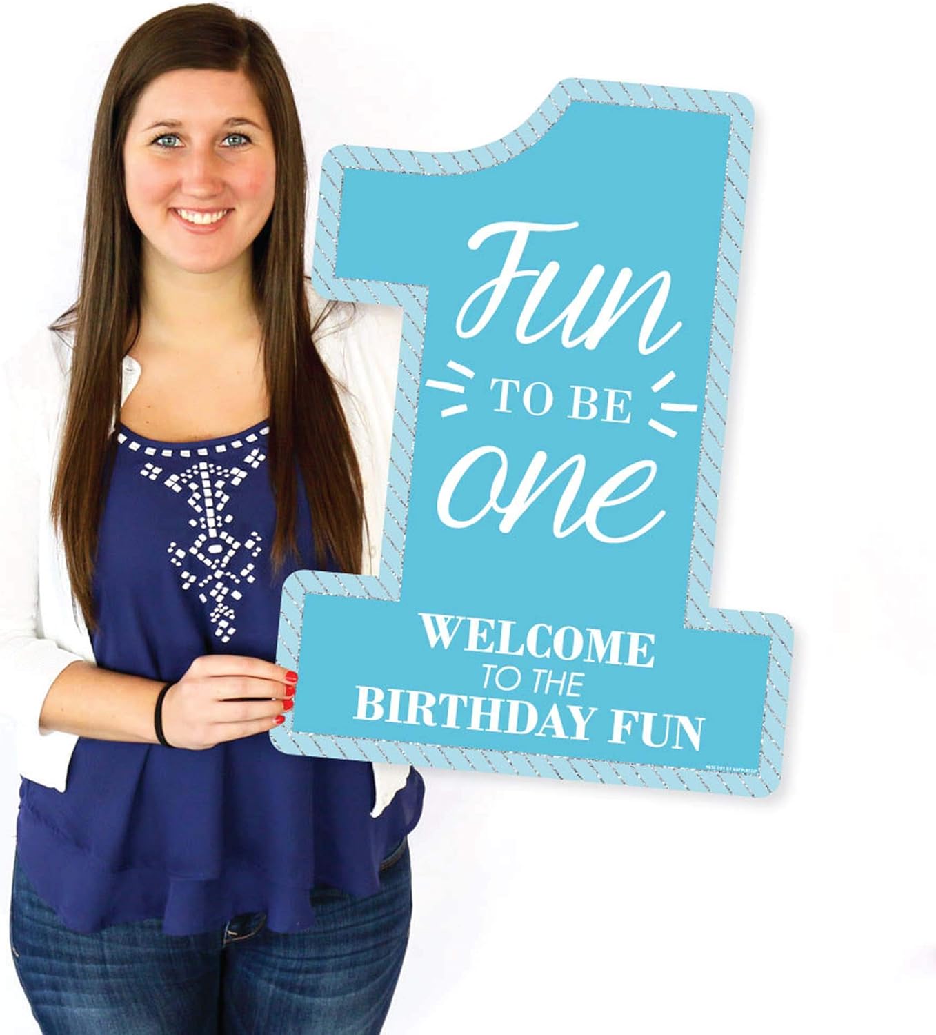 Big Dot of Happiness 1st Birthday Boy - Fun to be One - Party Decorations - First Birthday Party Welcome Yard Sign