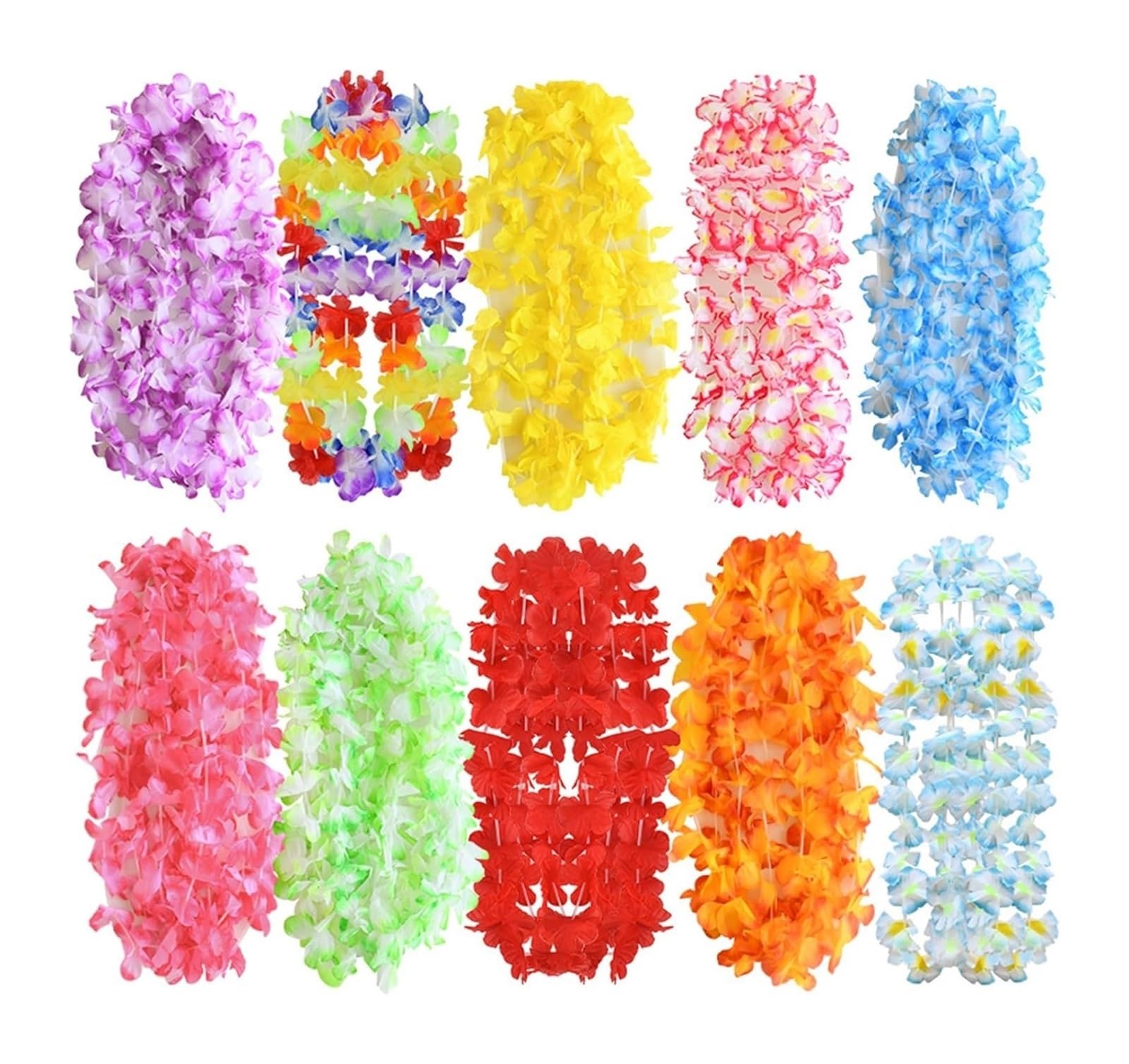 Hawajskie lei, Hawajski naszyjnik ze sztucznych kwiatów, różne kolory, 20-50 szt., upominki na przyjęcie weselne(50Pcs)