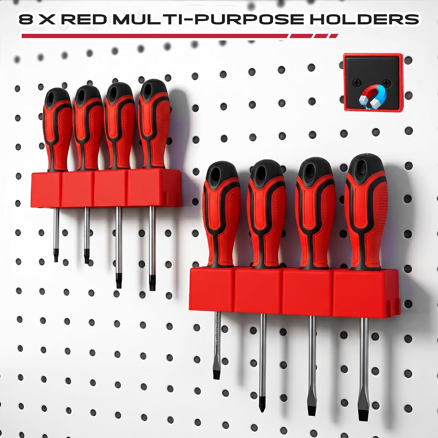 18PCS Magnetic Tool Organizer Set, Includes 8 Screwdriver Holders, 2 Large Wrench Organizers, 4 Small Wrench Organizers and 4 Pliers Racks for Toolbox, Garage and Workshop Storage, Tools Not Included
