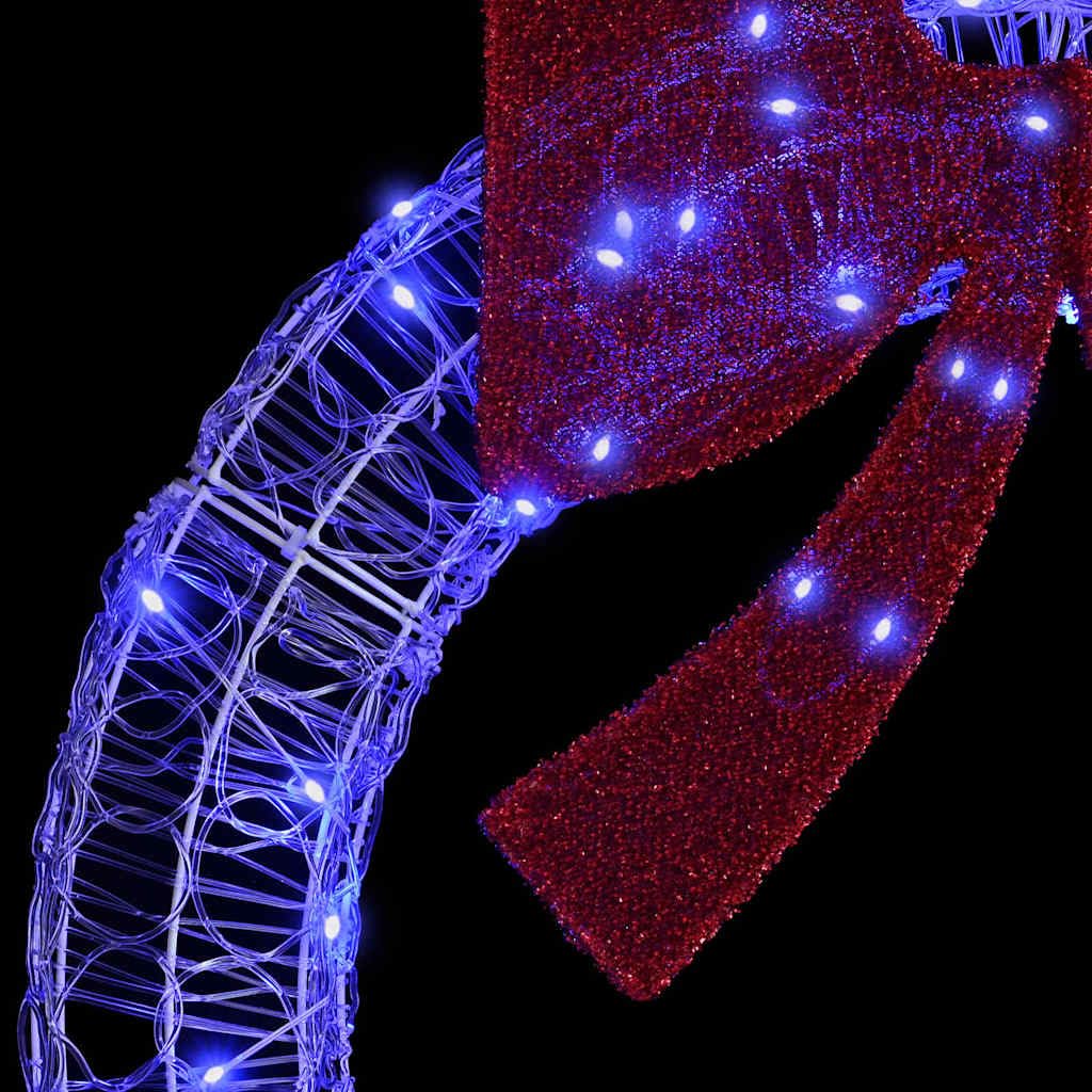 Mangloder Couronne bleue en acrylique avec 150 LED, 120 cm, décoration de Noël, alimentation USB, télécommande, nœud scintillant, pour intérieur et extérieur protégé, look moderne de l'Avent et