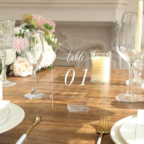 Miniatura 89 de UNIQOOO Paquete de 10 letreros de mesa de acrílico esmerilado de 8 x 10 pulgadas para boda con soportes, 1/8 pulgadas de grosor, hoja de letrero
