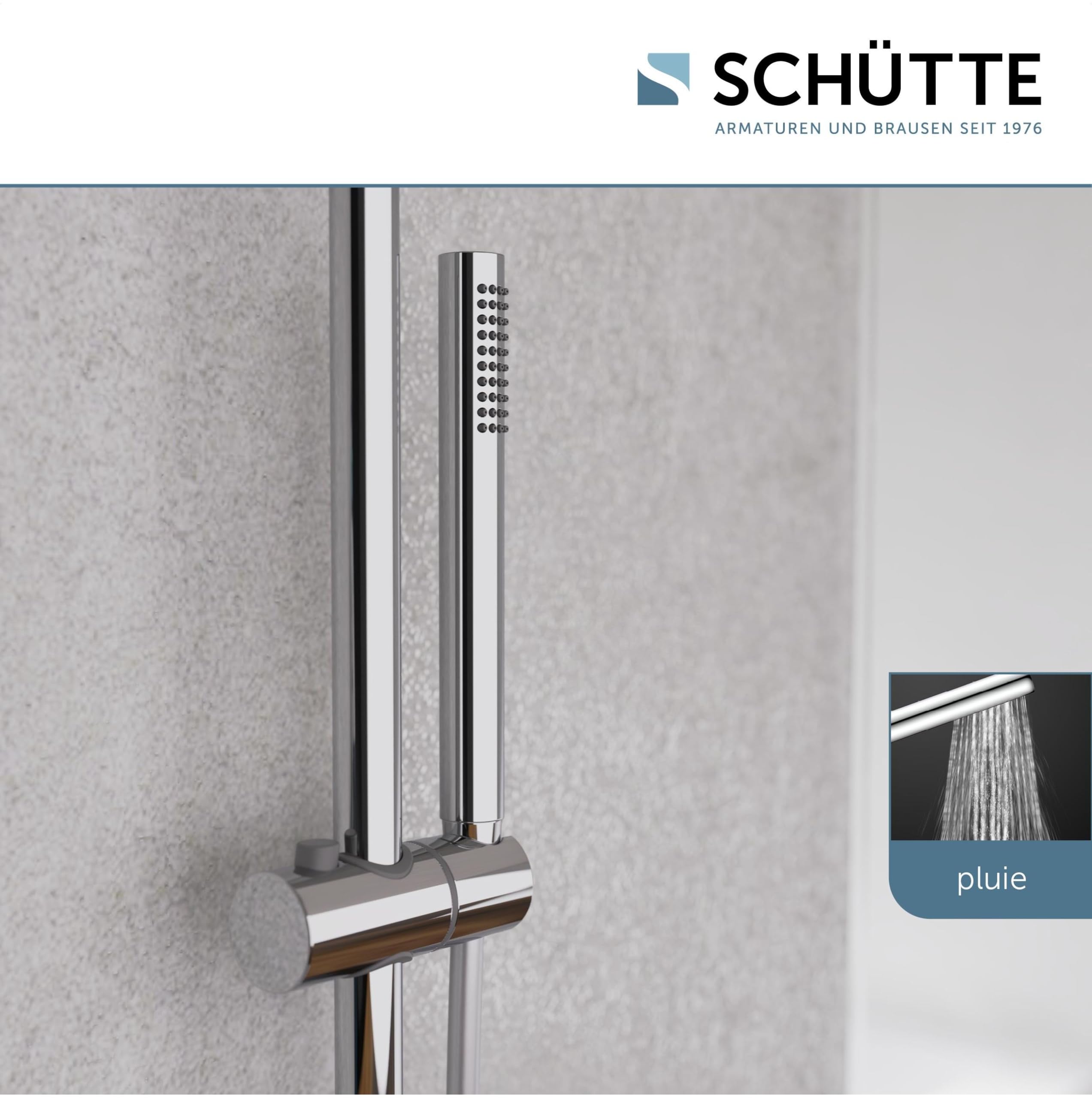 SCHÜTTE Aquaduct 60044 Système de douche avec thermostat, grande douche à effet pluie (Ø 25 cm) et douchette réglable, ensemble de douche avec barre de douche, douche avec robinetterie, colonne de