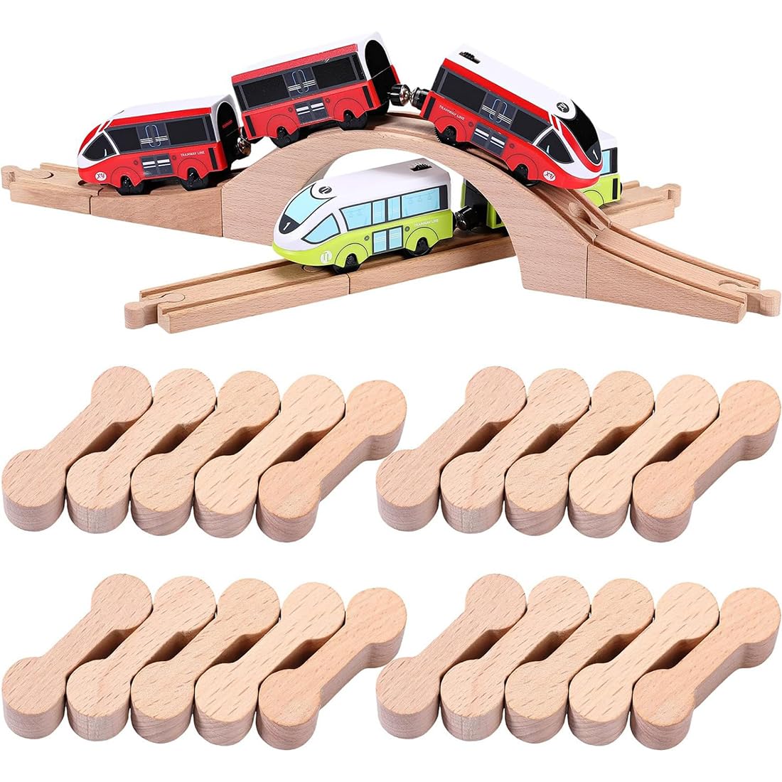 20 connettori per binari, fissaggio binari, accessori per binari in legno, accessori per binari allentati, adatti per bambini dai 3 anni in su
