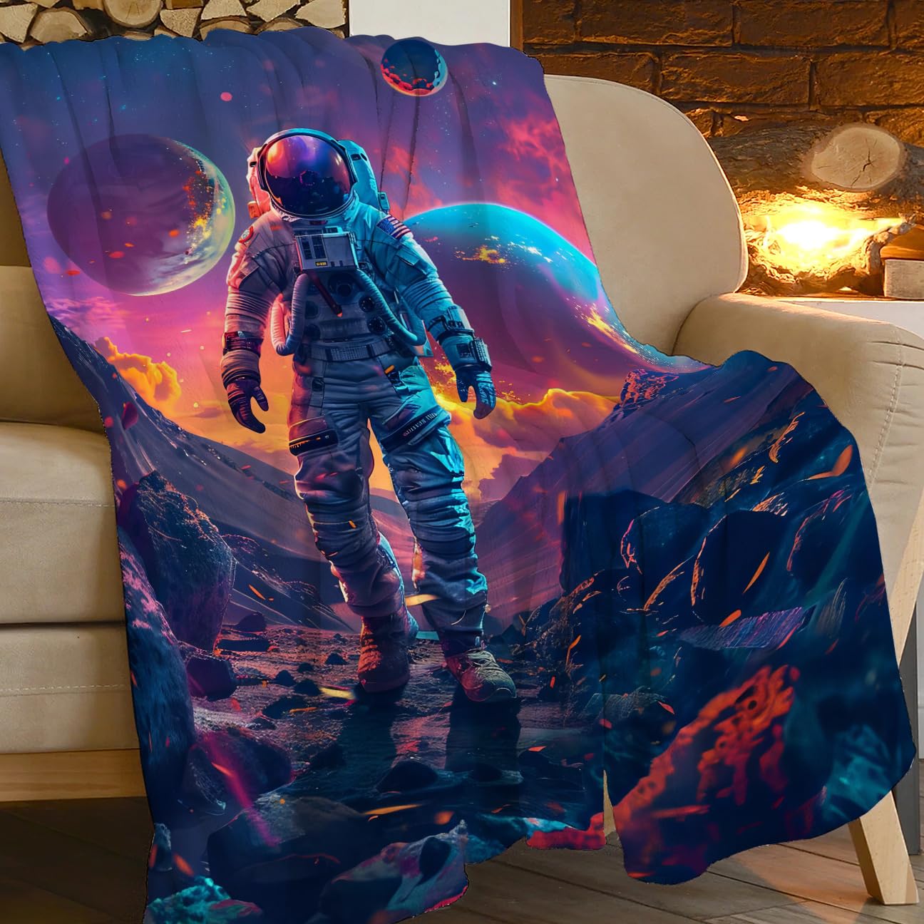 Amazon.com: Astronaut Print Blanket Space Planet Galaxy Throw