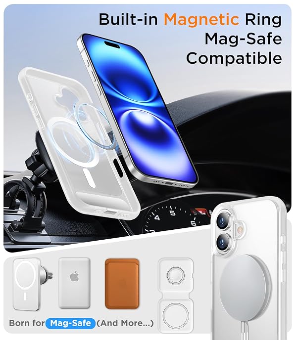 Temdan Magnetic Compatible with iPhone 16 Case, [Built-in Invisible Kickstand][Compatible with MagSafe][Military Grade Shockproof] Slim Translucent Matte Phone Case for iPhone 16 6.1" by Temdan - Used condition - Image 5