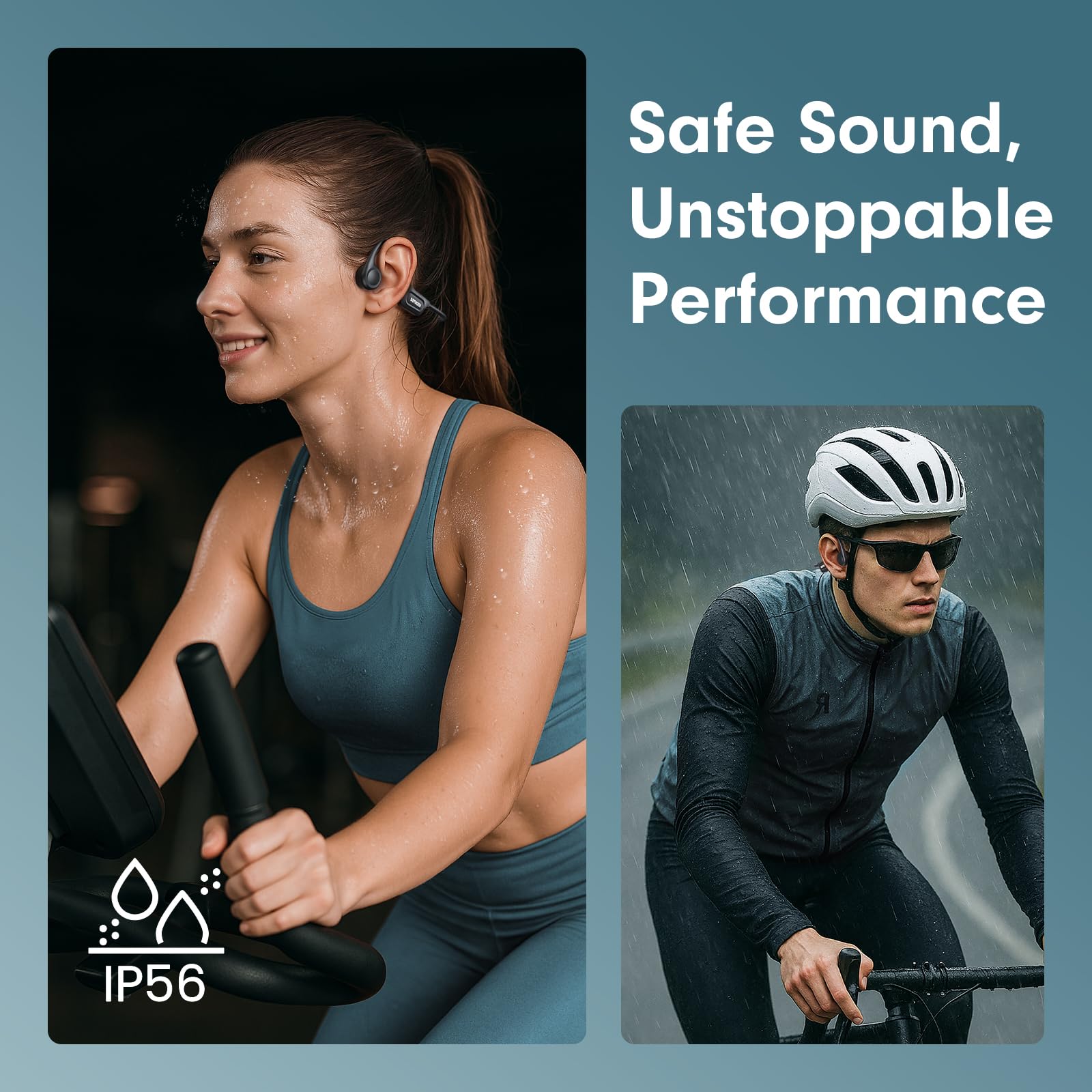 Cuffie a conduzione ossea, auricolari aperti Bluetooth 5.4 con microfono, impermeabilità IPX6, tempo di riproduzione 8H, auricolari sportivi leggeri per corsa, ciclismo, allenamento