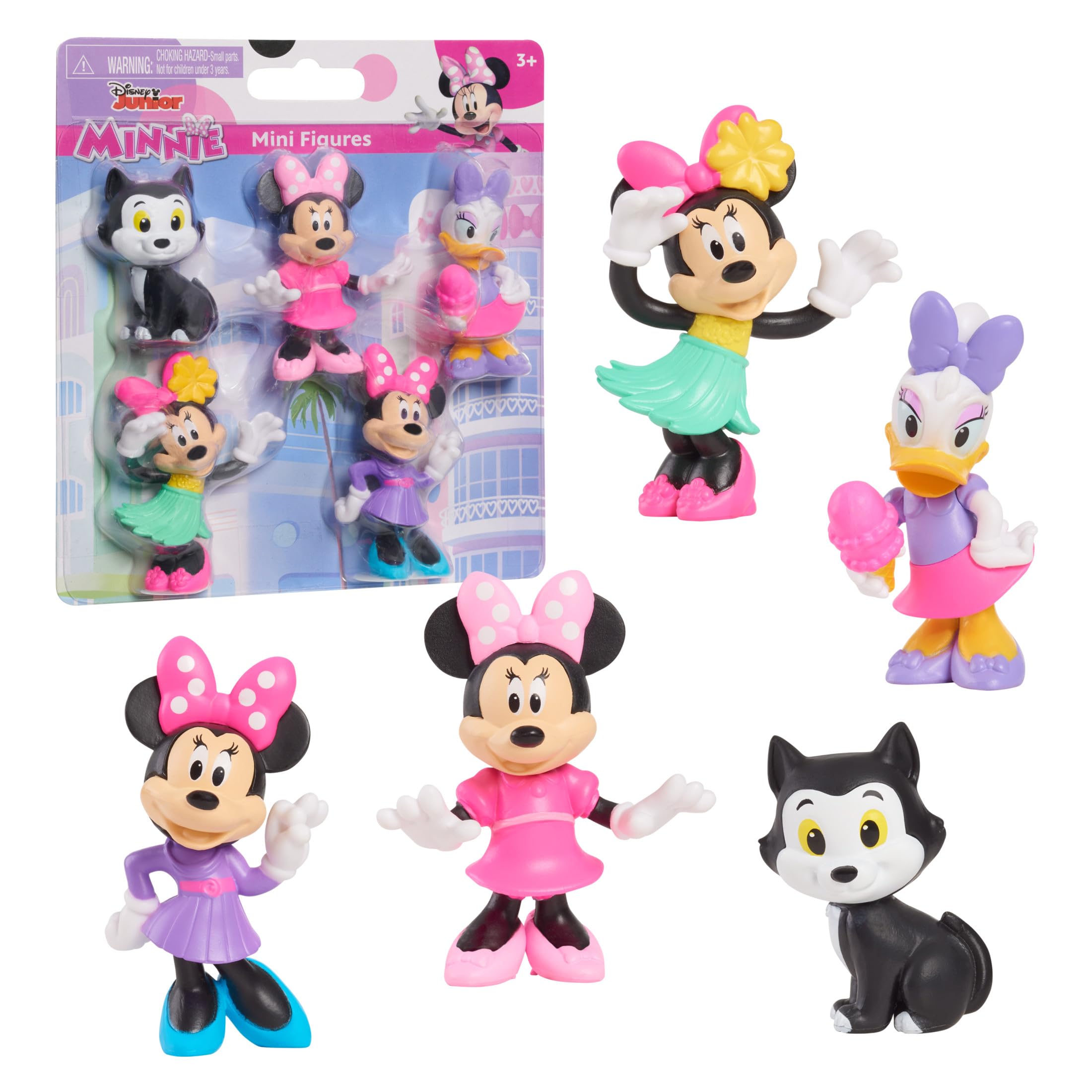 Disney Junior Minnie Mouse Mini Figures 5-Pack, Kids Toys for Ages 3 Up