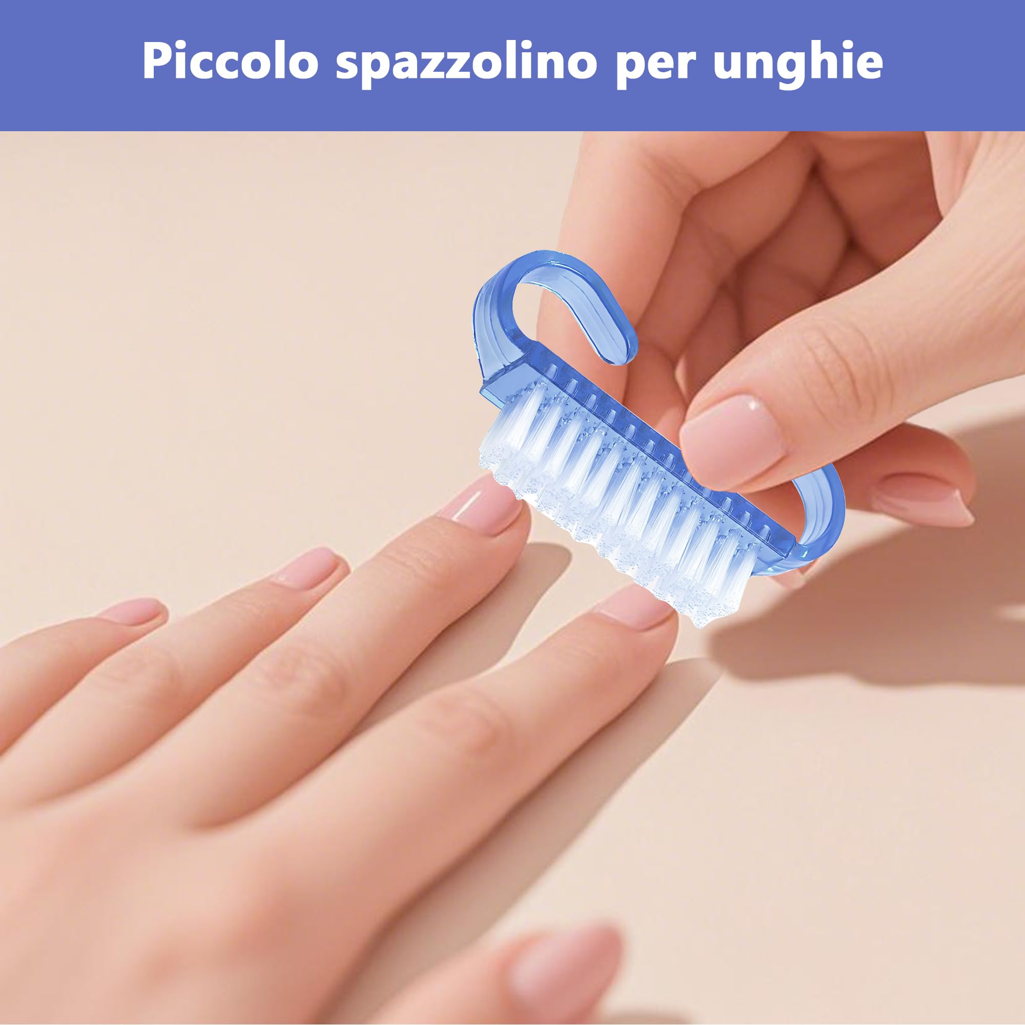 Spazzolino unghie mani, Set 4 pezzi Spazzola Unghie con Manico, Spazzola per Unghie Portatile, Spazzole per Pulire