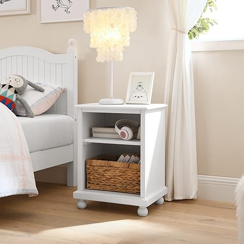 Miniatura 3 de MUSEHOMEINC Cómoda moderna de 2 cajones blancaazul para dormitorio, cómoda diseñada con remates de bola clásicos, mesita de noche con 2 cajones,