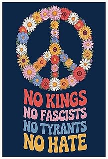 Hazzzey Trendy America No Kings Posters Floral Wreath Sign Wall Art Freedom Equality Minimalist Aesthetic Prints Painting Unframe-style 16x24inch(40x60cm)