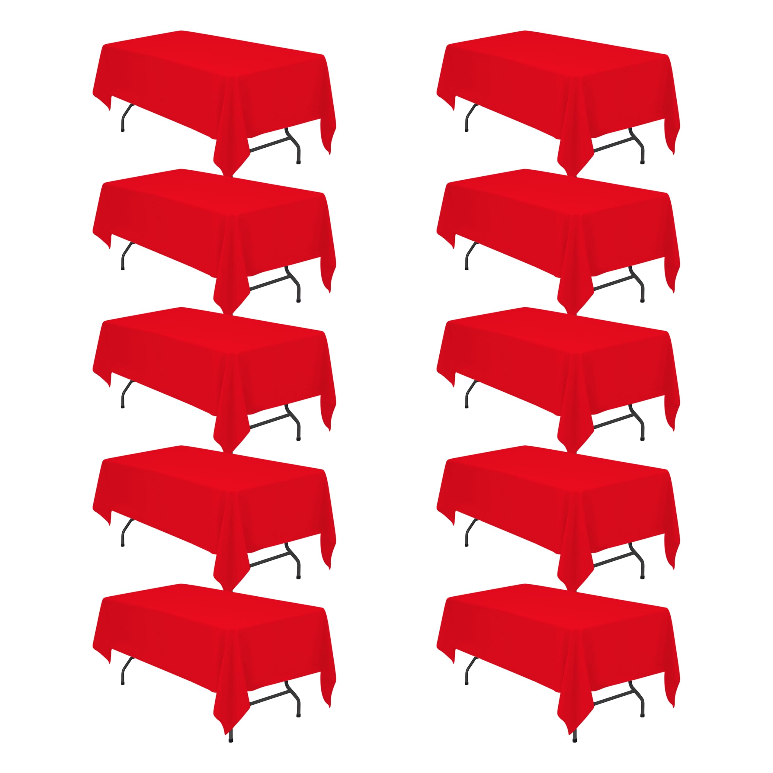 BRILLMAX 10 Pack Red Tablecloths 60x102 Inch for 6ft Rectangle Tables