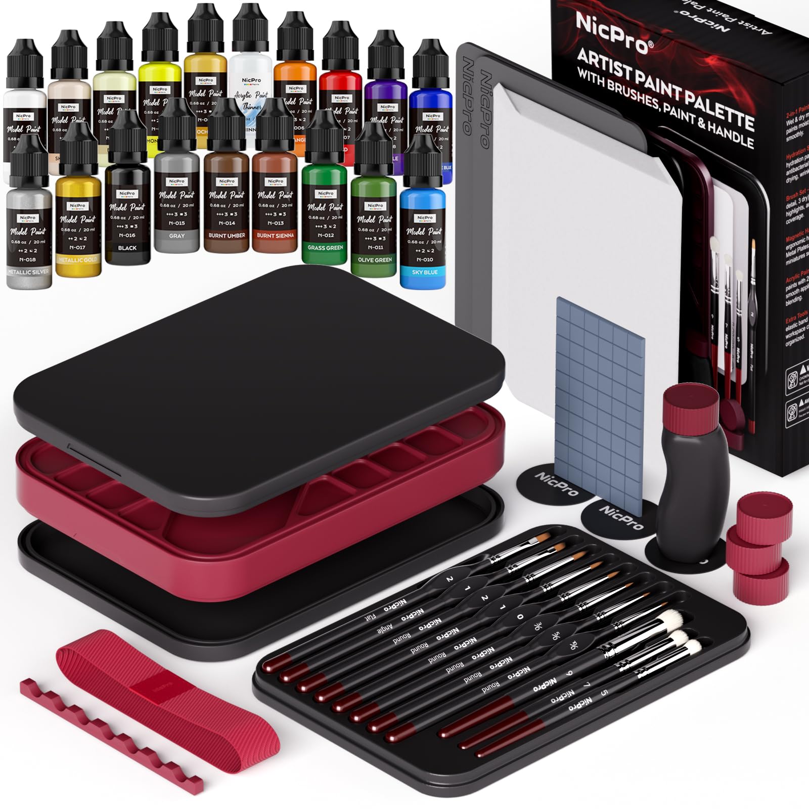 Amazon.com: Nicpro All-In-One Miniature Painting Kit, Including 18