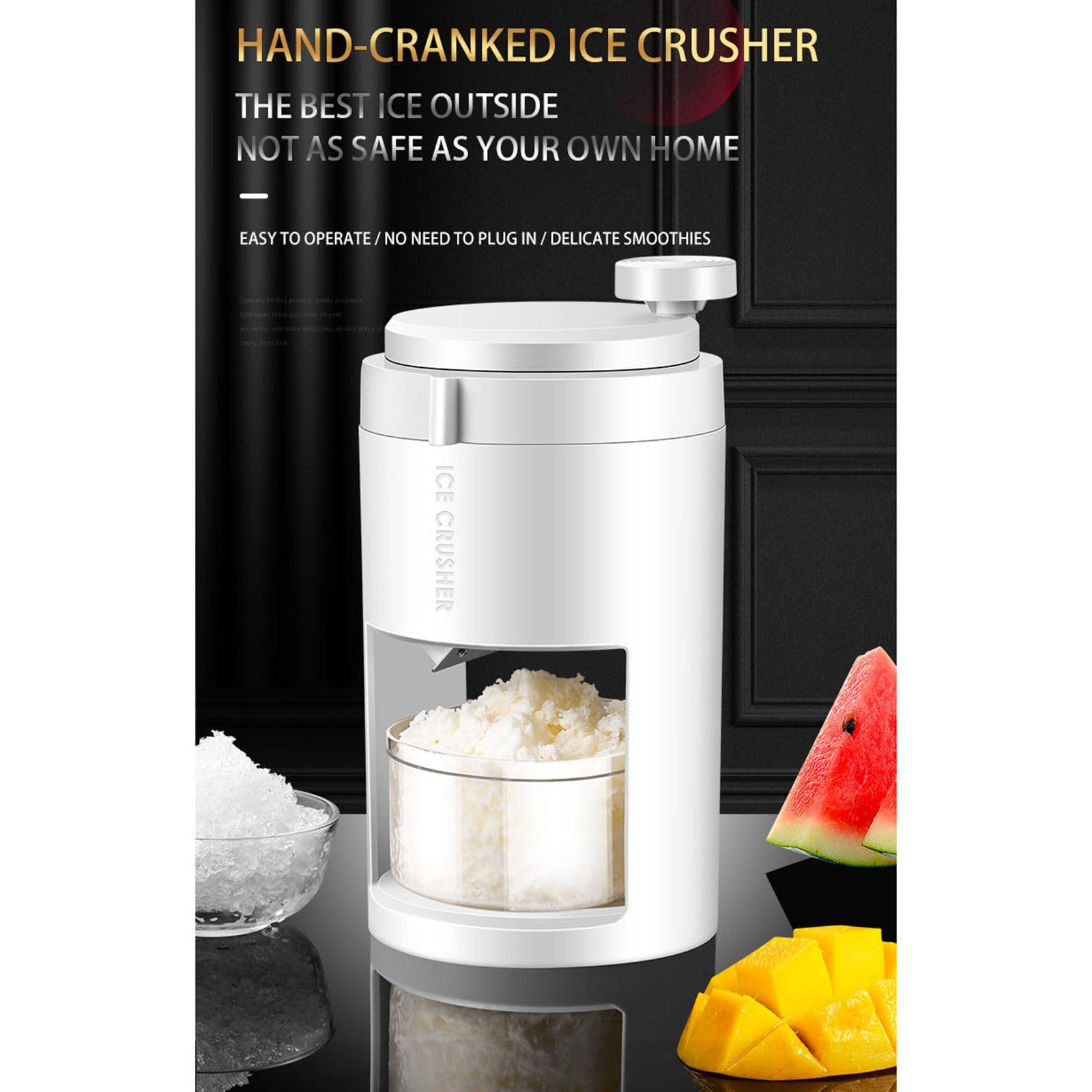 Máquina de hielo afeitado portátil, trituradora de hielo manual para cocina doméstica, máquina de hielo multifuncional