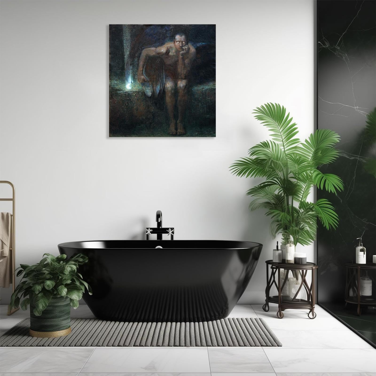 Hau3sh3a Lucifero Franz Stuck Posters Stampe Dipinti Famosi Riproduzione su Tela Quadro Astratto su Tela Per Soggiorno Camera da Letto Ufficio60x60cm(24x24in) Senza cornice