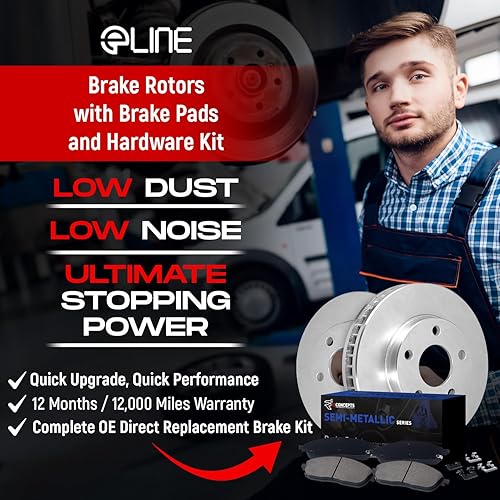 Miniatura 2 de R1 Concepts Frenos y rotores traseros, accesorios incluidos, kit de pastillas de freno y rotores semimetrables traseros, compatible con Jaguar